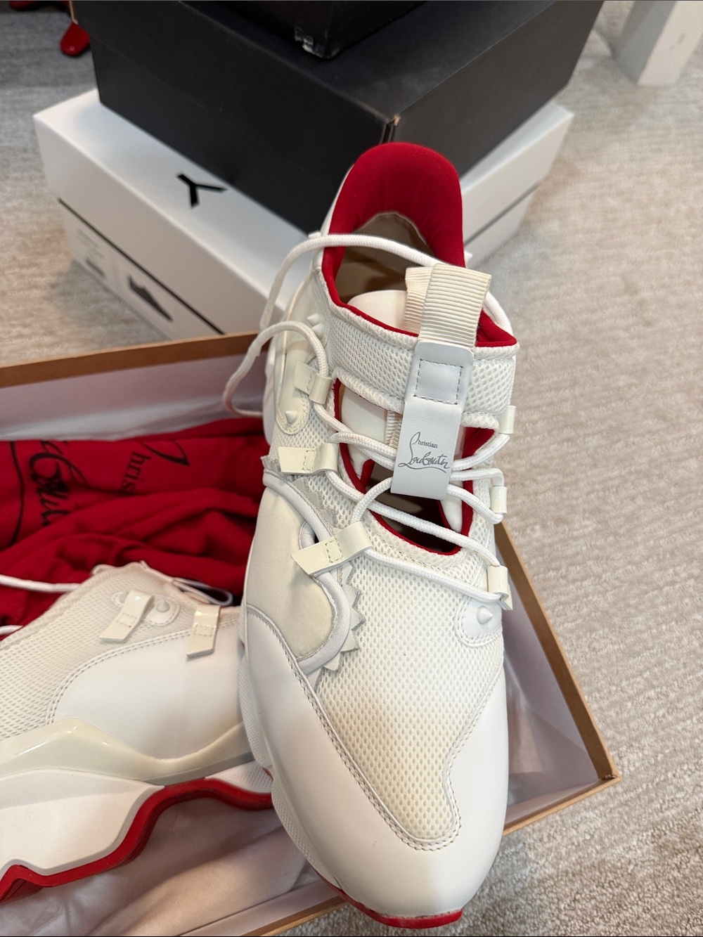 Christian Louboutin White and Red mens Sneakers